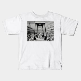 Sumo wrestlers in a ring with an audience in ancient Japan Kids T-Shirt